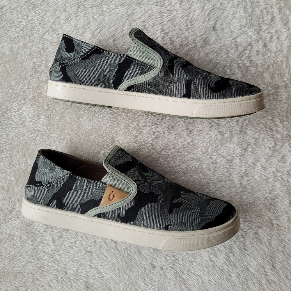 Olukai Women's Pehuea Pa'i Camo Canvas Slip On Shoes